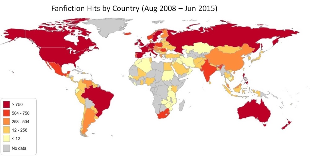 fanfiction Hits by Country Aug2008-Jun2015